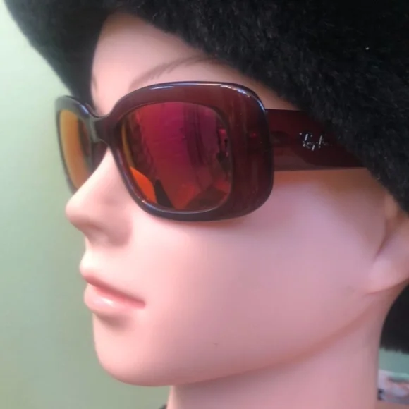 Ray-Ban Red and Black Mirrored Lens Sunglasses NWT Ray Ban Justin Black Matte 4165 622/6Q Red Orange Mirrored  main image 2
